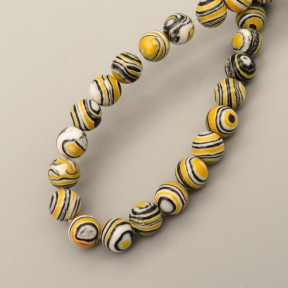 Porcelain Beads Strands,Stripe,Round,Yellow Black and White,Dyed,6mm,Hole:0.8mm,about 63 pcs/strand,about 22 g/strand,5 strands/package,14.96"(38cm),XBC00008baka-L020