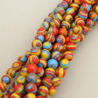 Porcelain Beads Strands,Stripe,Round,Color Mixing,Dyed,4mm,Hole:0.5mm,about 95 pcs/strand,about 9 g/strand,5 strands/package,14.96"(38cm),XBC00010baka-L020