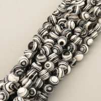 Porcelain Beads Strands,Stripe,Round,Black and White,Dyed,4mm,Hole:0.5mm,about 95 pcs/strand,about 9 g/strand,5 strands/package,14.96"(38cm),XBC00014baka-L020