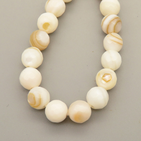 Natural Shell Beads Strands,Round,Faceted,Cream Color,6mm,Hole:0.8mm,about 63 pcs/strand,about 22 g/strand,5 strands/package,14.96"(38cm),XBGB05694bhia-L020