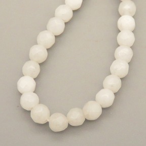 Natural Jade Beads Strands,Round,Faceted,Off-white,4mm,Hole:0.5mm,about 95 pcs/strand,about 9 g/strand,5 strands/package,14.96"(38cm),XBGB05696vbmb-L020