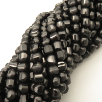 Natural Black Agate Beads Strands,Bar,Faceted,Round,Black,Dyed,5x6mm,Hole:0.8mm,about 63 pcs/strand,about 22 g/strand,5 strands/package,14.96"(38cm),XBGB05706ajlv-L020