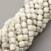 Natural Howlite Beads Strands,Bar,Faceted,Cube,White,5x6mm,Hole:0.8mm,about 63 pcs/strand,about 22 g/strand,5 strands/package,14.96"(38cm),XBGB05710ajlv-L020