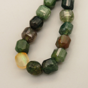 Natural Indian Agate Beads Strands,Bar,Faceted,Cube,Dark Green,Dyed,7x8mm,Hole:1mm,about 47 pcs/strand,about 36 g/strand,5 strands/package,14.96"(38cm),XBGB05730ajlv-L020