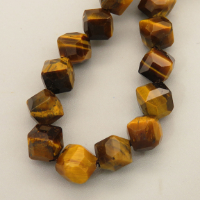 Natural Tiger Eye Beads Strands,Bar,Faceted,Cube,Gold,6x6mm,Hole:0.8mm,about 63 pcs/strand,about 22 g/strand,5 strands/package,14.96"(38cm),XBGB05734ajlv-L020