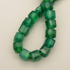 Natural Agate Beads Strands,Bar,Faceted,Cube,Green,Dyed,6x6mm,Hole:0.8mm,about 63 pcs/strand,about 22 g/strand,5 strands/package,14.96"(38cm),XBGB05740ajlv-L020