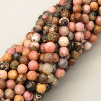 Natural Black Rhodochrosite Beads Strands,Round,Faceted,Pink,4mm,Hole:0.5mm,about 95 pcs/strand,about 9 g/strand,5 strands/package,14.96"(38cm),XBGB05748vhha-L020