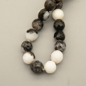 Natural Agate Beads Strands,Round,Faceted,Black and White,4mm,Hole:0.5mm,about 95 pcs/strand,about 9 g/strand,5 strands/package,14.96"(38cm),XBGB05760bbov-L020