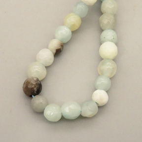 Natural Amazonite Beads Strands,Round,Faceted,Cyan,4mm,Hole:0.5mm,about 95 pcs/strand,about 9 g/strand,5 strands/package,14.96"(38cm),XBGB05762bbml-L020