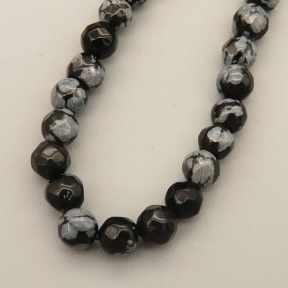 Natural Snowflake Obsidian Beads Strands,Round,Faceted,Dark Grey,4mm,Hole:0.5mm,about 95 pcs/strand,about 9 g/strand,5 strands/package,14.96"(38cm),XBGB05766ahjb-L020