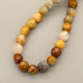 Natural Crazy Agate Beads Strands,Round,Faceted,Khaki,4mm,Hole:0.5mm,about 95 pcs/strand,about 9 g/strand,5 strands/package,14.96"(38cm),XBGB05768bhva-L020