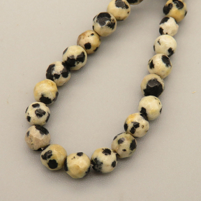 Natural Dalmation Jasper Beads Strands,Round,Faceted,Beige Black,4mm,Hole:0.5mm,about 95 pcs/strand,about 9 g/strand,5 strands/package,14.96"(38cm),XBGB05772vbnb-L020