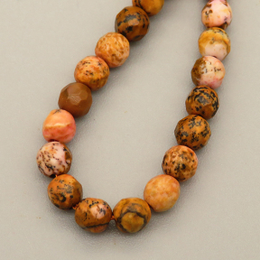 Natural Picture Jasper Beads Strands,Round,Faceted,Brown,4mm,Hole:0.5mm,about 95 pcs/strand,about 9 g/strand,5 strands/package,14.96"(38cm),XBGB05774bhva-L020