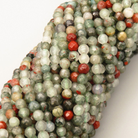 Natural Bloodstone Beads Strands,Round,Faceted,Red,4mm,Hole:0.5mm,about 95 pcs/strand,about 9 g/strand,5 strands/package,14.96"(38cm),XBGB05784bhva-L020