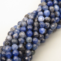 Natural Blue-veins Stone Beads Strands,Round,Faceted,Royal Blue,4mm,Hole:0.5mm,about 95 pcs/strand,about 9 g/strand,5 strands/package,14.96"(38cm),XBGB05788vhha-L020