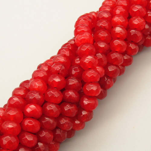 Natural Agate Beads Strands,Abacus Beads,Faceted,Red,Dyed,4x6mm,Hole:0.8mm,about 63 pcs/strand,about 22 g/strand,5 strands/package,14.96"(38cm),XBGB05794bbov-L020
