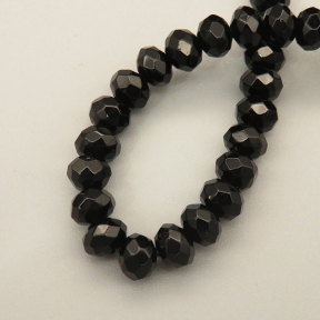 Natural Agate Beads Strands,Abacus Beads,Faceted,Black,Dyed,4x6mm,Hole:0.8mm,about 63 pcs/strand,about 22 g/strand,5 strands/package,14.96"(38cm),XBGB05798bbov-L020