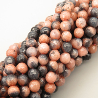 Natural Rhodochrosite Beads Strands,Round,Faceted,Black Pink,6mm,Hole:0.8mm,about 63 pcs/strand,about 22 g/strand,5 strands/package,14.96"(38cm),XBGB05812vbnb-L020