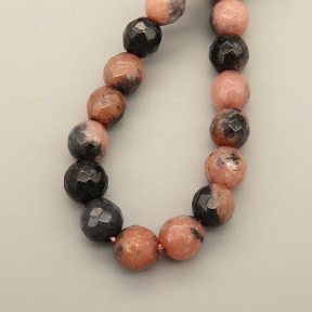 Natural Rhodochrosite Beads Strands,Round,Faceted,Black Pink,6mm,Hole:0.8mm,about 63 pcs/strand,about 22 g/strand,5 strands/package,14.96"(38cm),XBGB05812vbnb-L020