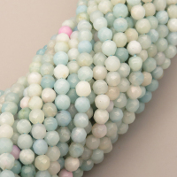 Natural Amazonite Beads Strands,Round,Faceted,Cyan Bule,4mm,Hole:0.5mm,about 95 pcs/strand,about 9 g/strand,5 strands/package,14.96"(38cm),XBGB05816vhha-L020