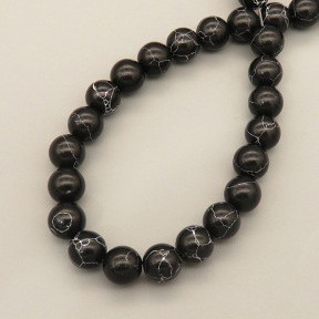 Natural Turquoise Beads Strands,Round,Black,6mm,Hole:0.8mm,about 63 pcs/strand,about 22 g/strand,5 strands/package,14.96"(38cm),XBGB05822avja-L020