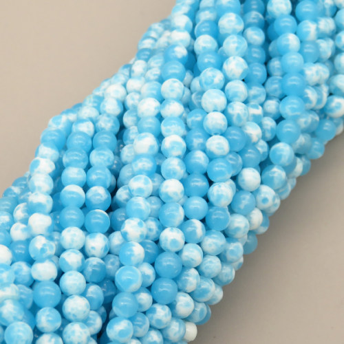 Natural Agate Beads Strands,Round,Sky Blue,Dyed,4mm,Hole:0.8mm,about 95 pcs/strand,about 9 g/strand,5 strands/package,14.96"(38cm),XBGB05824vbmb-L020