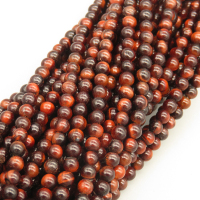 Natural Red Tiger Eye Beads Strands,Grage A,Round,Dark Brown,4mm,Hole:0.8mm,about 95 pcs/strand,about 9 g/strand,5 strands/package,14.96"(38cm),XBGB05830vbnb-L020