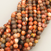 Nature Dendritic Jasper Beads Strands,Round,Orange Red,6mm,Hole:0.8mm,about 63 pcs/strand,about 22 g/strand,5 strands/package,14.96"(38cm),XBGB05844vbmb-L020
