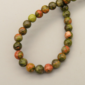 Natural Unakite Beads Strands,Round,Grass Green,4mm,Hole:0.8mm,about 95 pcs/strand,about 9 g/strand,5 strands/package,14.96"(38cm),XBGB05856ablb-L020