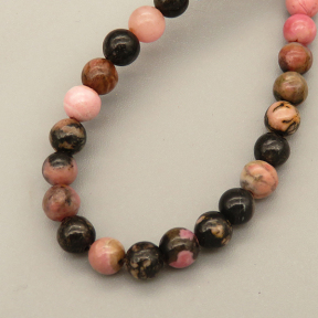 Natural Rhodochrosite Beads Strands,Round,Deep Pink Black,4mm,Hole:0.8mm,about 95 pcs/strand,about 9 g/strand,5 strands/package,14.96"(38cm),XBGB05864vbmb-L020