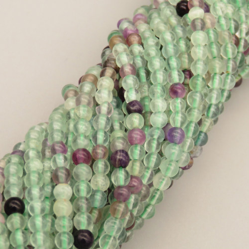 Natural Colorful Fluorite Beads Strands,Round,Light Green & Purple,4mm,Hole:0.8mm,about 95 pcs/strand,about 9 g/strand,5 strands/package,14.96"(38cm),XBGB05870vbpb-L020
