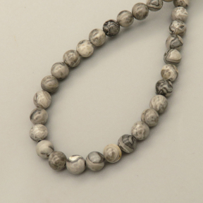 Natural Picasso Jasper/Map Jasper Beads Strands,Round,gray,4mm,Hole:0.8mm,about 95 pcs/strand,about 9 g/strand,5 strands/package,14.96"(38cm),XBGB05874ablb-L020