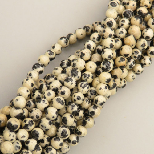 Natural Dalmation Jasper Beads Strands,Round,Beige Black,4mm,Hole:0.8mm,about 95 pcs/strand,about 9 g/strand,5 strands/package,14.96"(38cm),XBGB05876ablb-L020