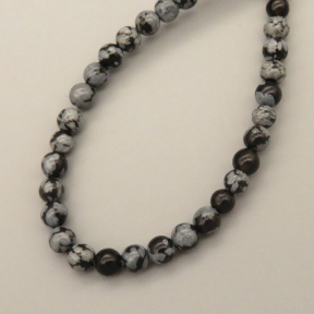 Natural Snowflake Obsidian Beads Strands,Round,Black Gray,4mm,Hole:0.8mm,about 95 pcs/strand,about 9 g/strand,5 strands/package,14.96"(38cm),XBGB05878ablb-L020