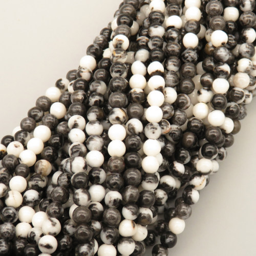Natural Black and White Agate Beads Strands,Round,Black and White,4mm,Hole:0.8mm,about 95 pcs/strand,about 9 g/strand,5 strands/package,14.96"(38cm),XBGB05882ablb-L020