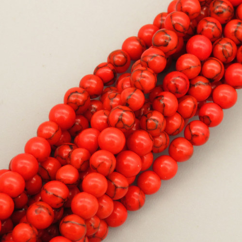 Natural Synthetic Red Turquoise Beads Strands,Round,Red,4mm,Hole:0.8mm,about 95 pcs/strand,about 9 g/strand,5 strands/package,14.96"(38cm),XBGB05888avja-L020