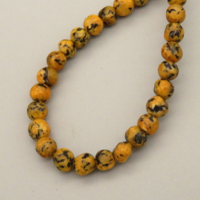 Natural Sesame Jasper/Kiwi Jasper Beads Strands,Round,Yellow Black,Dyed,4mm,Hole:0.8mm,about 95 pcs/strand,about 9 g/strand,5 strands/package,14.96"(38cm),XBGB05894vbmb-L020