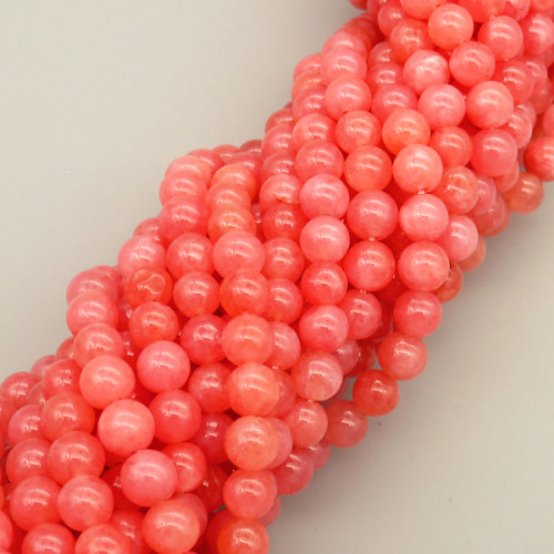 Natural Chalcedony Beads Strands,Round,Pink,6mm,Hole:0.8mm,about 63 pcs/strand,about 22 g/strand,5 strands/package,14.96"(38cm),XBGB05898vbmb-L020