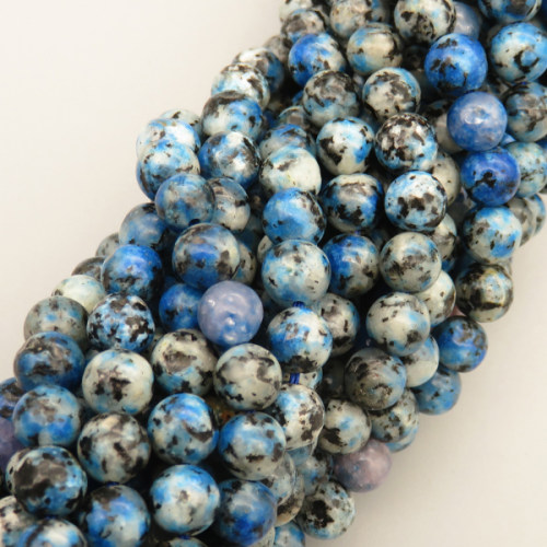 Natural Sesame Jasper/Kiwi Jasper Beads Strands,Round,Blue Black,6mm,Hole:0.8mm,about 63 pcs/strand,about 22 g/strand,5 strands/package,14.96"(38cm),XBGB05900vbmb-L020