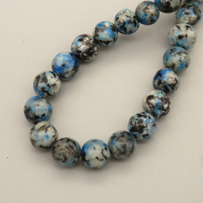 Natural Sesame Jasper/Kiwi Jasper Beads Strands,Round,Blue Black,6mm,Hole:0.8mm,about 63 pcs/strand,about 22 g/strand,5 strands/package,14.96"(38cm),XBGB05900vbmb-L020