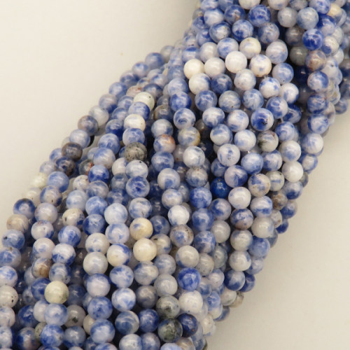 Natural Sodalite/Blue-veins Stone Beads Strands,Round,Blue and White,3mm,Hole:0.8mm,about 126 pcs/strand,about 6 g/strand,5 strands/package,14.96"(38cm),XBGB05902vbmb-L020