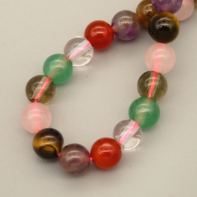 Natural Assorted Gemstone Beads Strands,Round,Color Mixing,6mm,Hole:0.8mm,about 63 pcs/strand,about 22 g/strand,5 strands/package,14.96"(38cm),XBGB05906bbov-L020