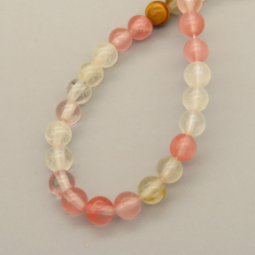 Natural Watermelon Stone Beads Strands,Round,Pink White Yellow,4mm,Hole:0.8mm,about 95 pcs/strand,about 9 g/strand,5 strands/package,14.96"(38cm),XBGB05908baka-L020