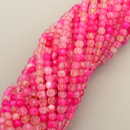 Natural Agate Beads Strands,Round,Faceted,Rose Red,Ded,3mm,Hole:0.8mm,about 126 pcs/strand,about 6 g/strand,5 strands/package,14.96"(38cm),XBGB05910bbml-L020