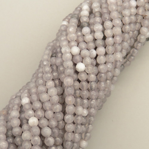 Natural Agate Beads Strands,Round,Faceted,gray,3mm,Hole:0.8mm,about 126 pcs/strand,about 6 g/strand,5 strands/package,14.96"(38cm),XBGB05912bbml-L020