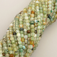 Natural Agate Beads Strands,Round,Faceted,Light Green,3mm,Hole:0.8mm,about 126 pcs/strand,about 6 g/strand,5 strands/package,14.96"(38cm),XBGB05916bbml-L020