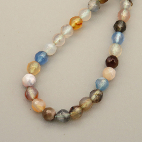 Natural Agate Beads Strands,Round,Faceted,Brown Blue,3mm,Hole:0.8mm,about 126 pcs/strand,about 6 g/strand,5 strands/package,14.96"(38cm),XBGB05918bbml-L020