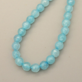 Natural Agate Beads Strands,Round,Faceted,Cyan Blue,Dyed,3mm,Hole:0.8mm,about 126 pcs/strand,about 6 g/strand,5 strands/package,14.96"(38cm),XBGB05932bbml-L020