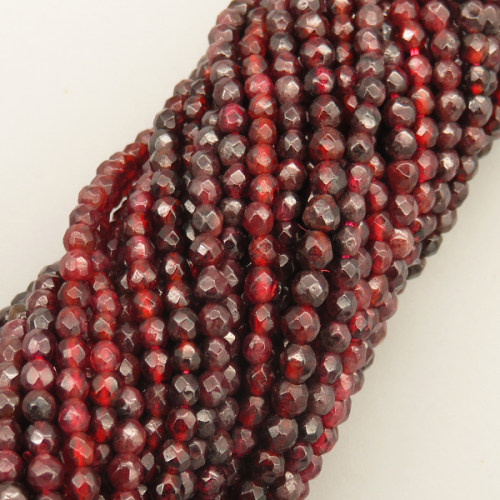 Natural Garnet Beads Strands,Round,Faceted,Fuchsia,3mm,Hole:0.8mm,about 126 pcs/strand,about 6 g/strand,5 strands/package,14.96"(38cm),XBGB05938bbml-L020