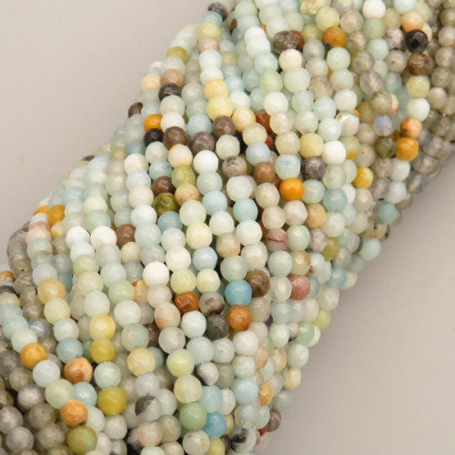 Natural Agate Beads Strands,Round,Faceted,Color Mixing,3mm,Hole:0.8mm,about 126 pcs/strand,about 6 g/strand,5 strands/package,14.96"(38cm),XBGB05970bbml-L020